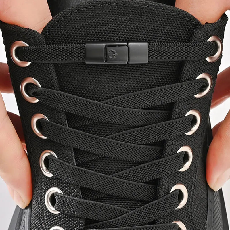 No Tie Shoe Laces Press Lock Shoelaces Without Ties Elastic Laces Locking Without Detachment 8mm Widened Flat Shoelace for Shoes