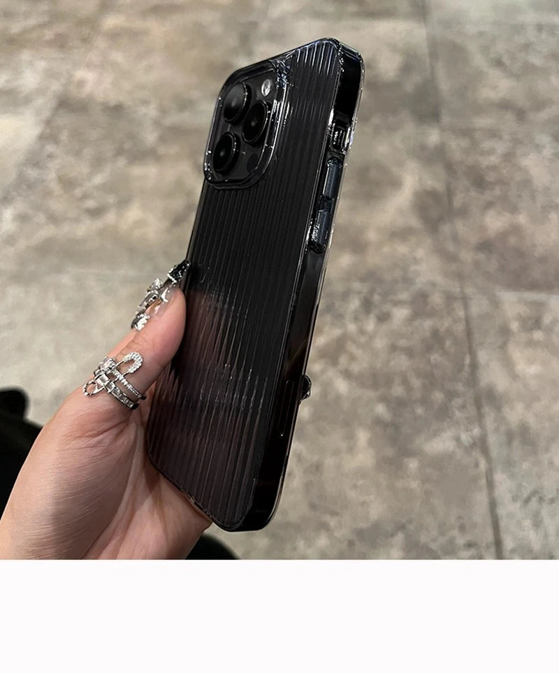 Soft Corrugated Transparent Phone Case For iPhone 11 12 13 14 15 16 Pro Max Plus Shockproof Silicone Clear Bumper Cover