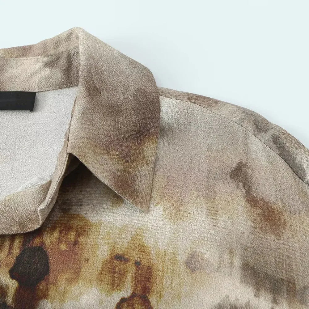 Women's clothing 2025 new fashion casual suits women's clothing European and American style tie-dye printed shirt straight pants