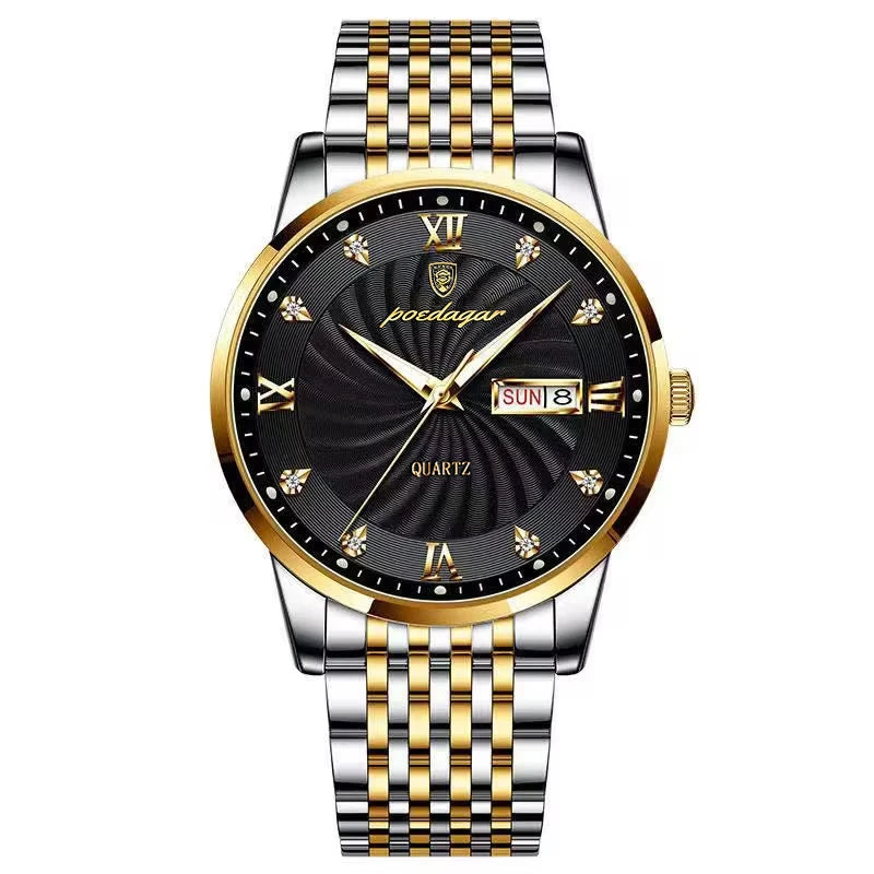 POEDAGAR Luxury Brand Man Watch Waterproof Luminous Date Week Men's Quartz Wristwatch Stainless Steel Fashion Sports Men Watches