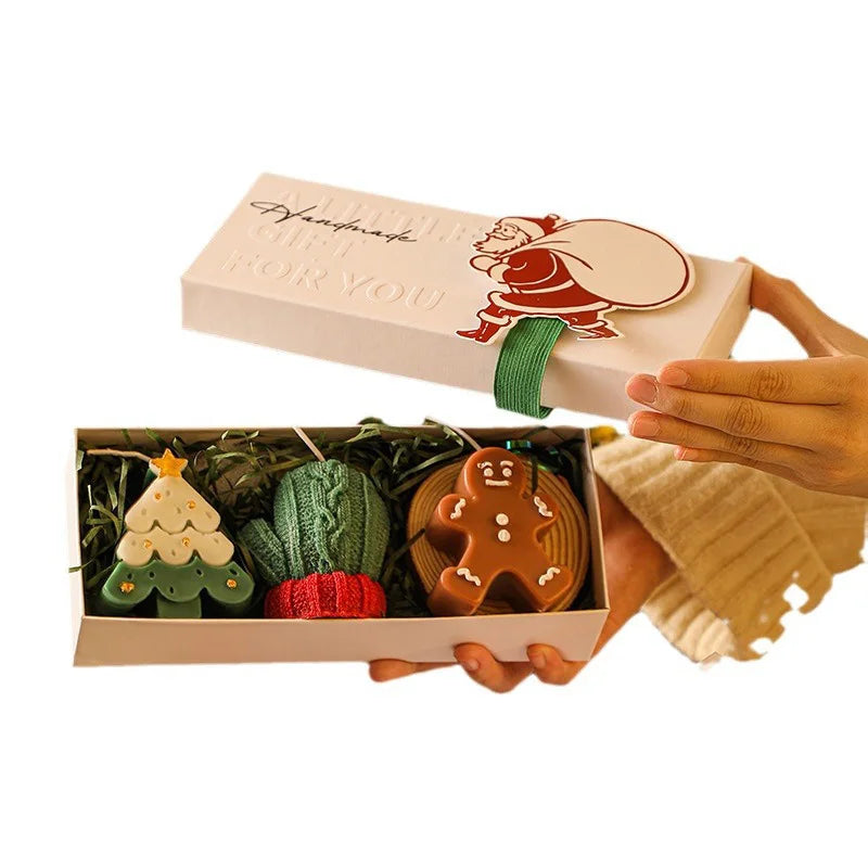 Christmas Scented Candles Three-piece Gift Box Gloves Elk Gingerbread Man Aromatherapy Girl Friends Creative Warm Christmas Gift