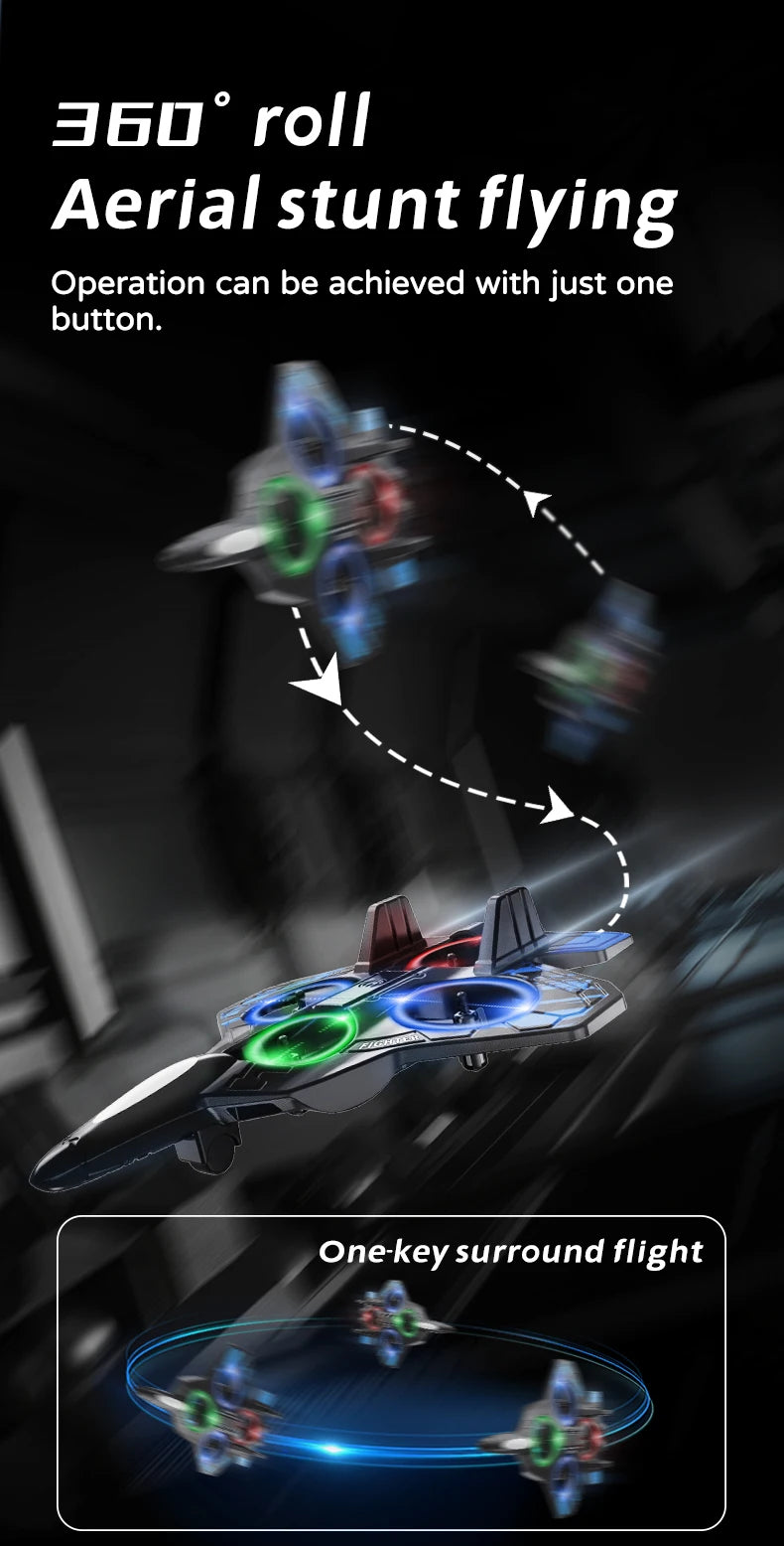 L101 RC Foam Airplane 2.4G RC Fighter Stunt Tumbling Helicopter with LED Colored Lights Airplane Model Toy