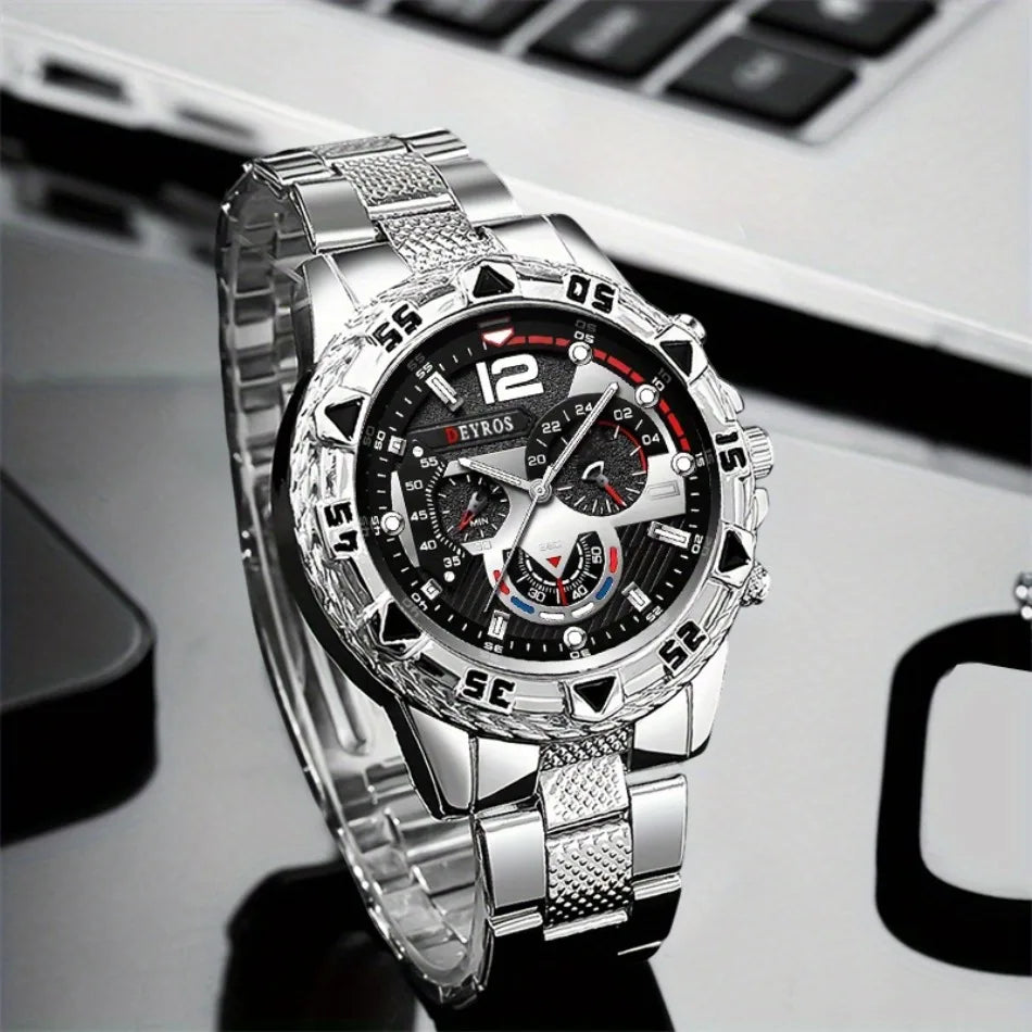 Men Watch 2pcs/set, Classic Fashion Men's Business Quartz Watches Sets Analog Casual Wrist Watch Sets, Gifts for Men.