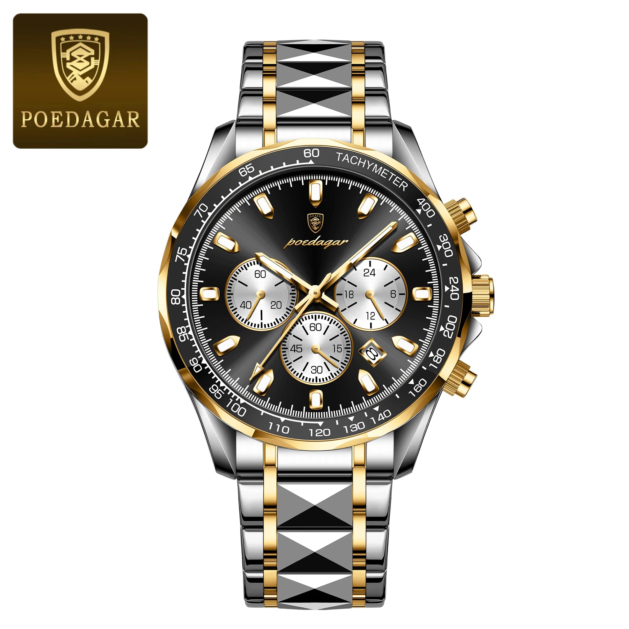 POEDAGAR Luxury Men's Watches Waterproof Luminous Date Chronograph Watch For Man Stainless Steel Fashion Sports Quartz Men Watch