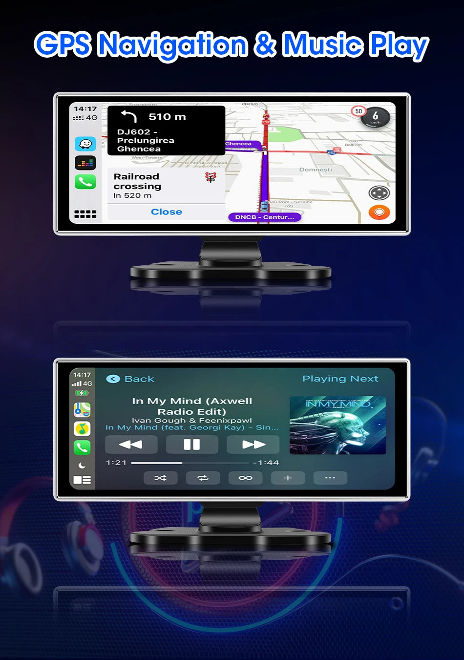 11.26 inch Car DVR 4K Dash Cam Dual Lens Wireless Carplay & Android Auto Video Recorder Monitor GPS Navigation 5G Wifi FM AUX