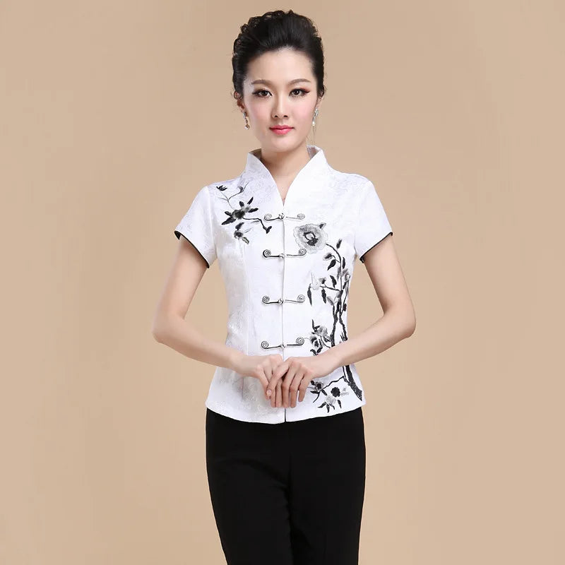 Traditional Chinese Clothing for Women Clothes Qipao Tops Cheongsam Hanfu Ethnic Style Vintage Casual Streetwear Summer