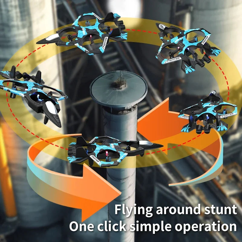 K500 MAX RC Plane Fighter 2.4G Remote Control Stunt Glider 360 ° Rolling Flight Flying EPP Foam Airplane with LED Toys for Kids