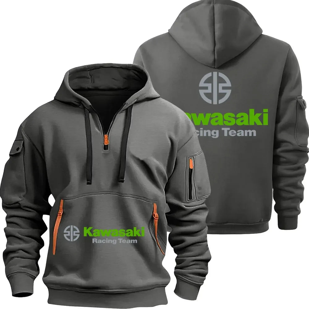 Kawasaki Motorcycle Racing Team Men Half Zipper Hoodie Spring Autumn Male Sweatshirt 2025 New Fashion Pullover Clothes Tops