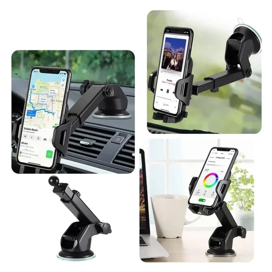 360° Windshield Car Phone Holder Car Dashboard Mobile Cell Support Bracket Universal Sucker for iPhone 16 15 14 Samsung Xiaomi