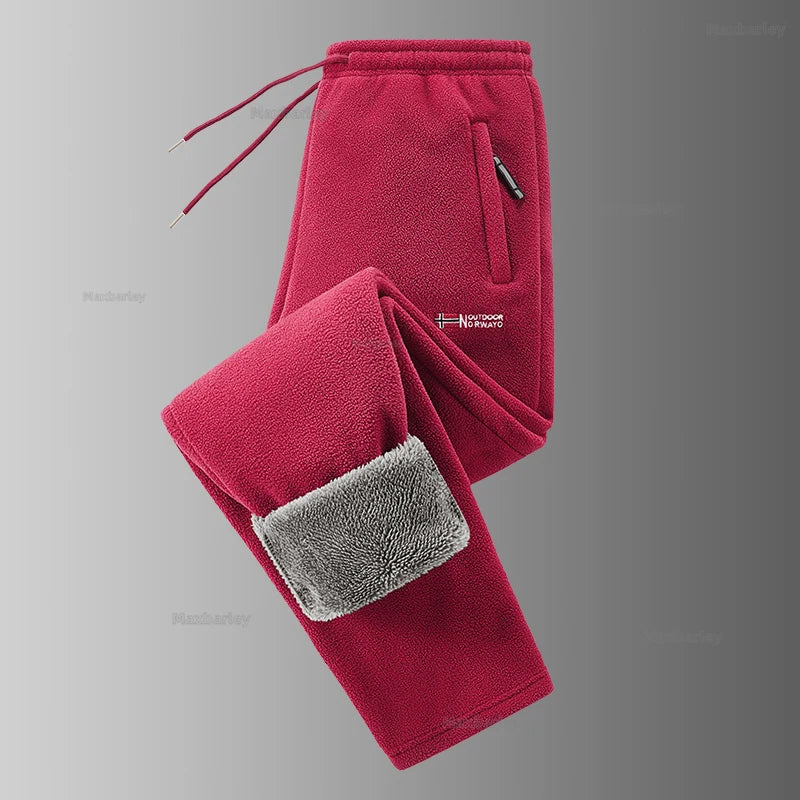 Maxbarley Winter Sportswear Set Mens Retro Training Thick Fleece Jacket + Pants Two Piece Set Casual Ski Running Tracksuit Suit