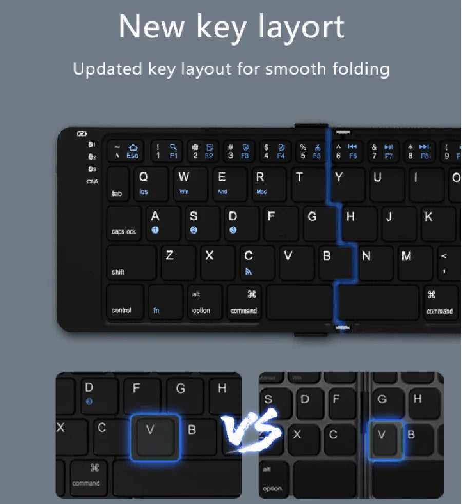 BOW Foldable Bluetooth Keyboard Rechargeable Wireless Keyboard  Folding 2.4G Keyboard for iPhone ipad Laptop Desktop