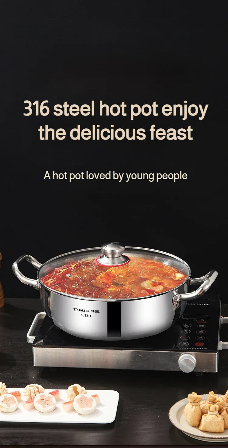 Double-ear Soup Pot Household Thickened 316 Stainless Steel Milk Pot Porridge Pot Small Cooking Pot Steaming Pot Induction