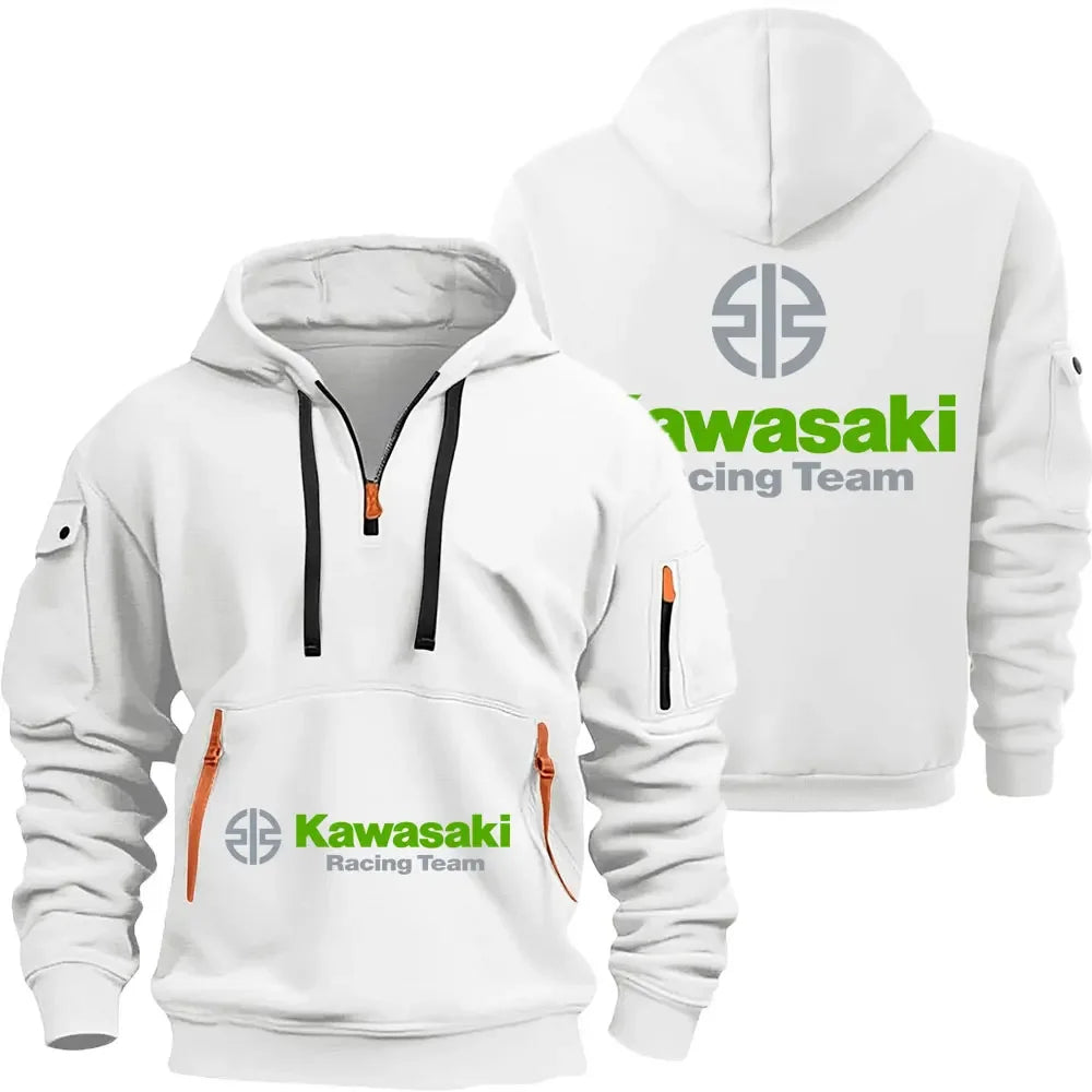 Kawasaki Motorcycle Racing Team Men Half Zipper Hoodie Spring Autumn Male Sweatshirt 2025 New Fashion Pullover Clothes Tops