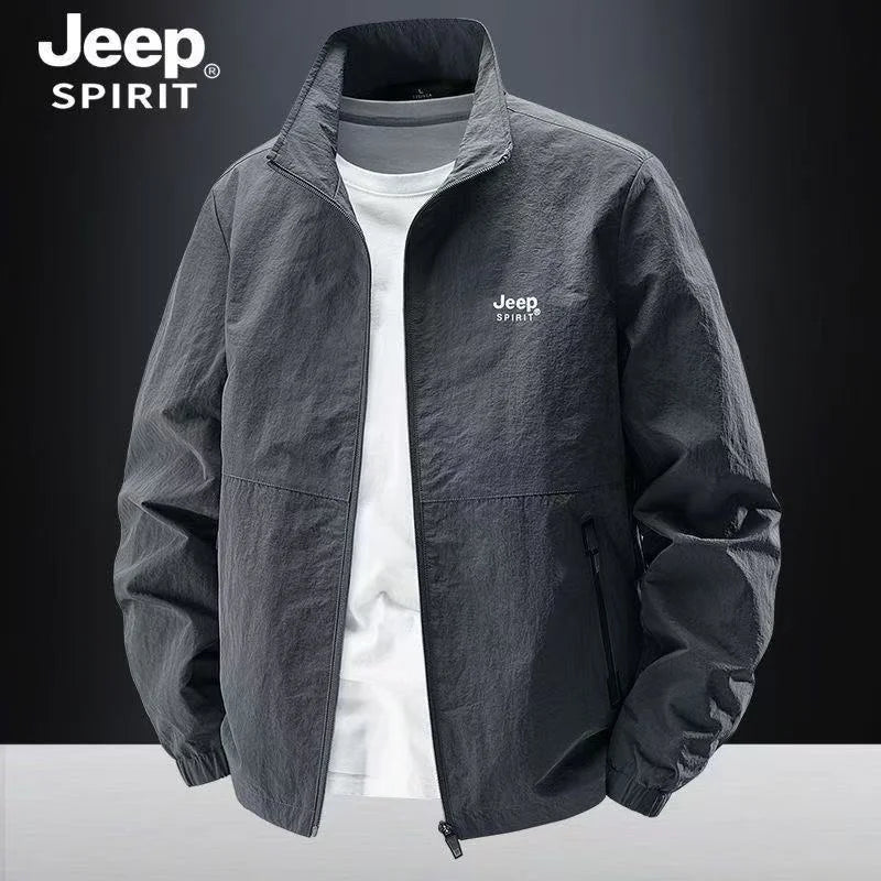 JEEP spirit men's jacket thin spring and autumn leisure stand collar outdoor fashion sports top