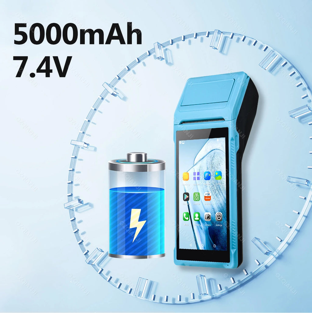 4G 3G Android 12/8.1 PDA POS System & 58mm Thermal Printer Bluetooth WiFi Handheld POS Terminal 5.5'' Touch Screen Loyverse app