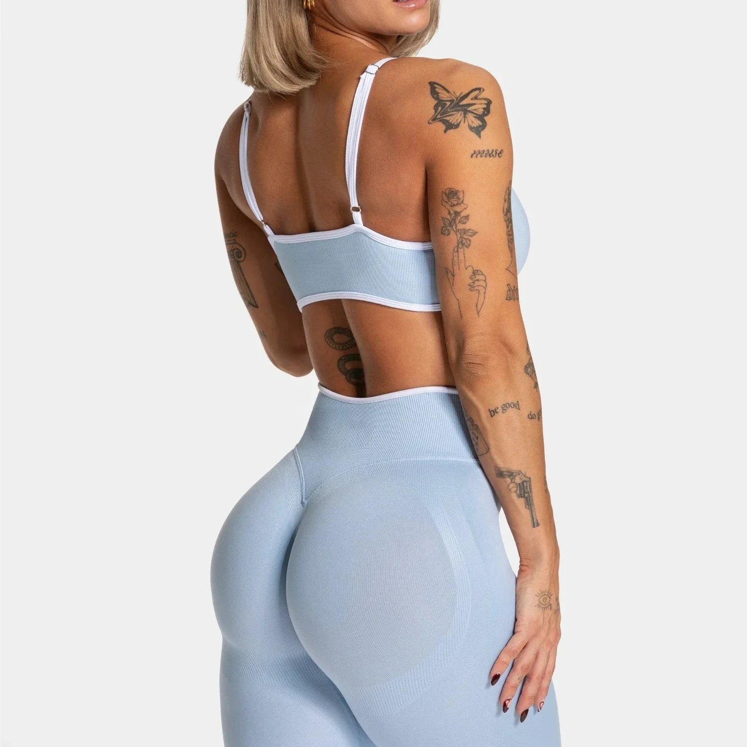 Summer Women's Solid Color Gym Sports Bra Sexy Backless Knitted Bra with Chest Cushion Suspender Bra Yoga Fitness Top