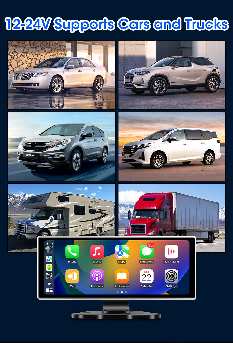 7/10.26"/11 26" Dash Cam 4K Car DVR Wireless Carplay Android Auto Ai Screen 1080P Camera GPS Navigation Video Recorder Bluetooth