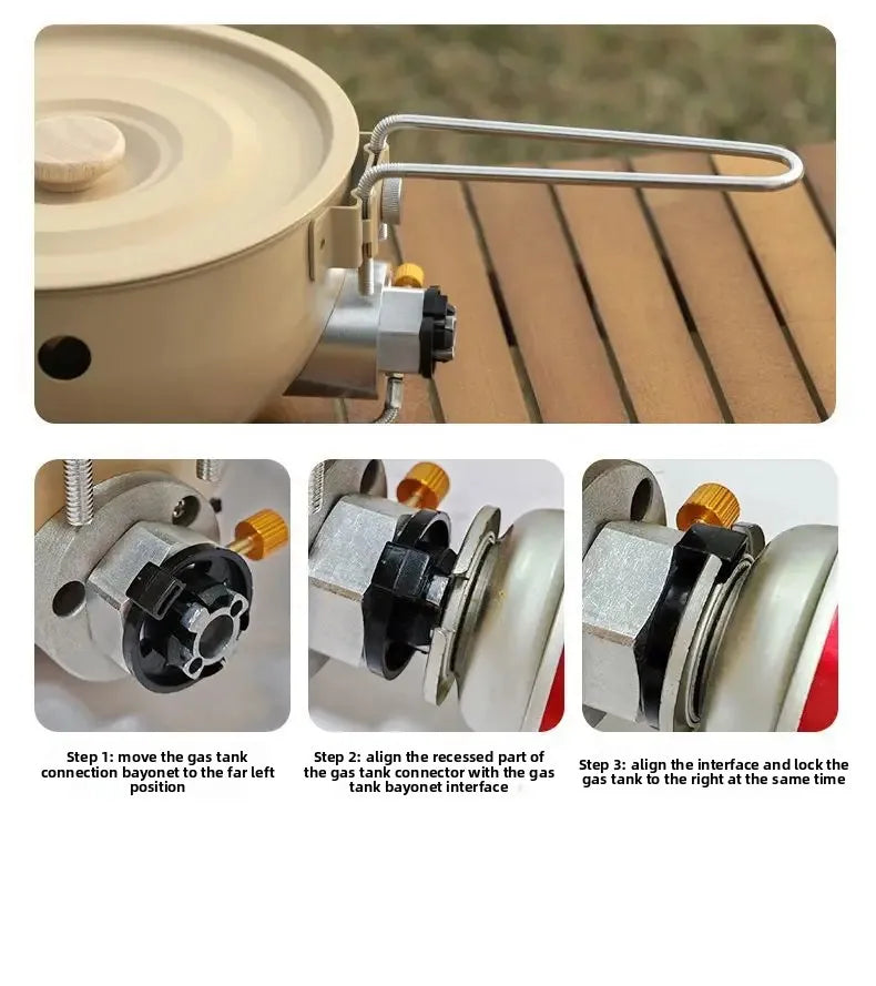 Outdoor integrated pot, card stove, multi-functional portable car camping, picnic, gas tank, universal pot, gas integrated pot