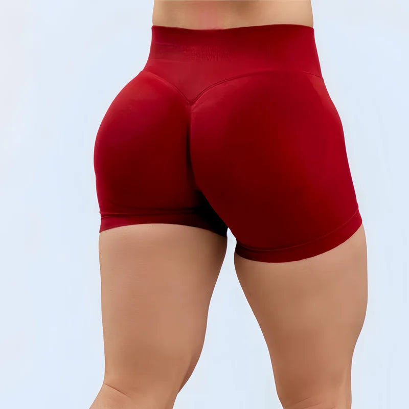 HISTELLO Sports Shorts Low Ribbed Band Scrunch Booty Workout Gym Shorts Running Seamless Leggings Yoga Women Sports Leggings