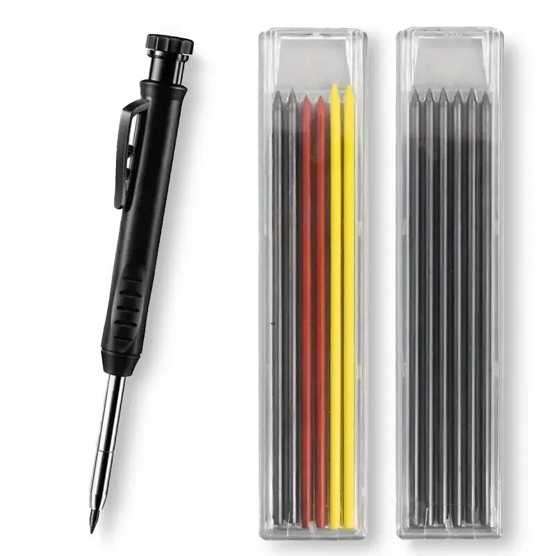 Solid Carpenter Pencil Set Woodworking Tools Mechanical Pencil 5 Colors Refill Construction Job Tools Carpentry Marking Scriber