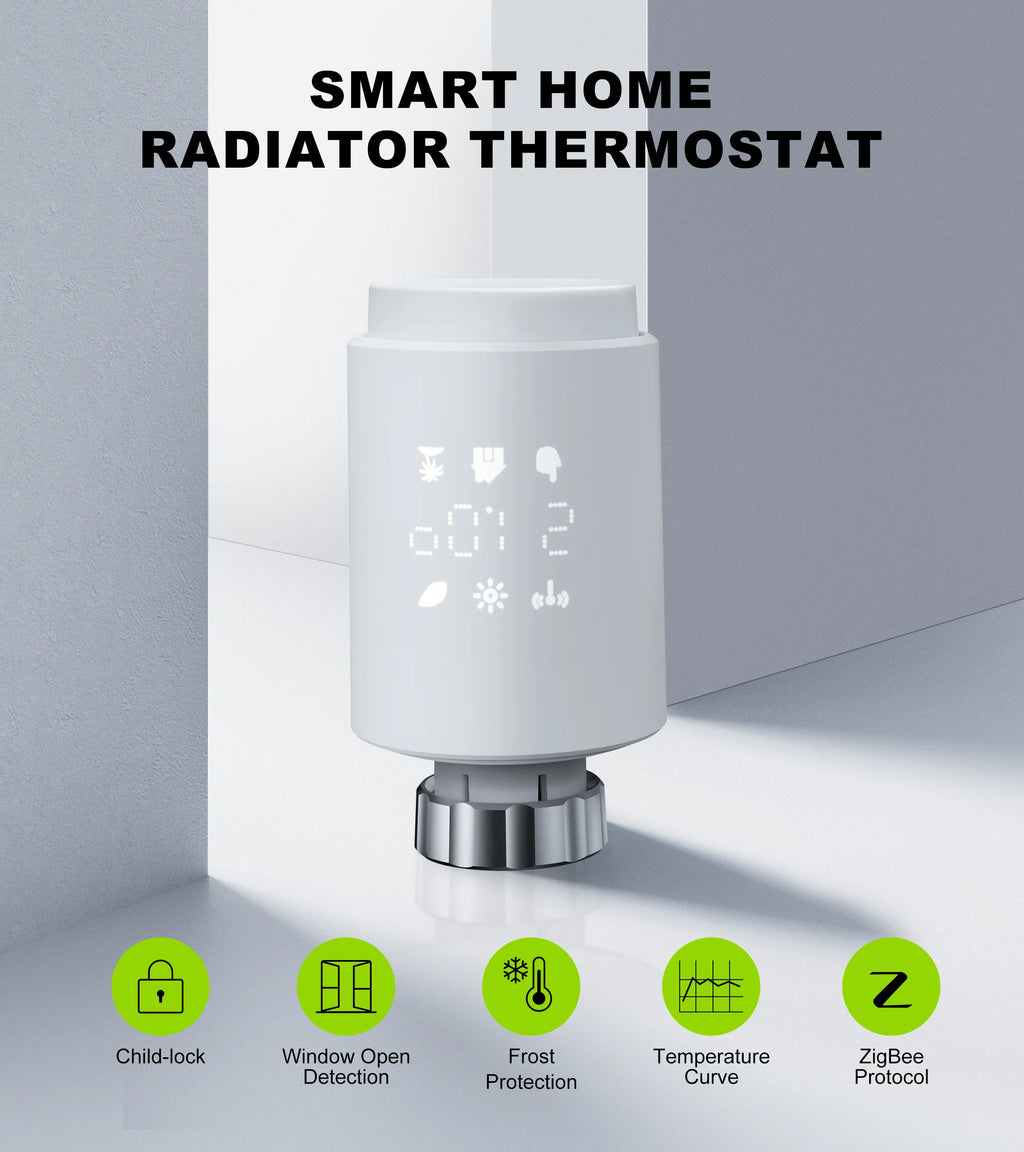 GIRIER Tuya Smart Thermostatic Radiator Valve ZigBee Thermostat Radiator TRV Programmable Temperature Controller Work with Alexa