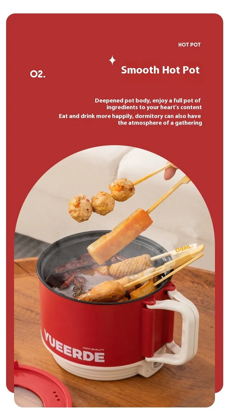 Portable Electric Heating Pot 1.5L Multi-purpose Cooker with Cover Automatic Temperature Control Fast Cooker for InstantNoodles