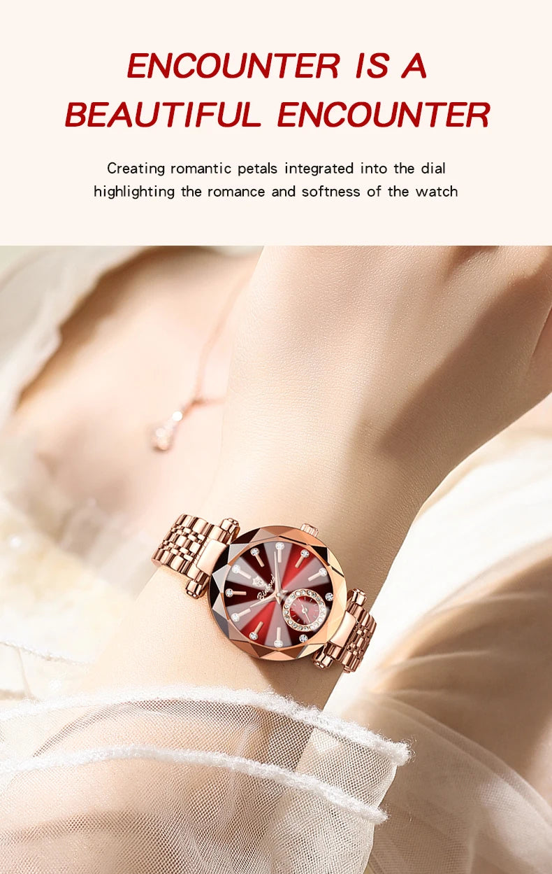 BINBOND Fashion Elegant Women Quartz Watches Original Heart Of The Ocean Design Waterproof Luminous Diamond Lady Casual Watches