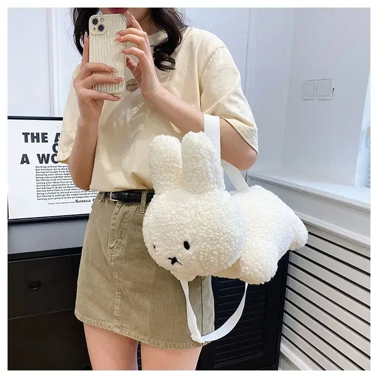 Kawaii Miffy Rabbit plush bag Doll Tote cartoon cute One shoulder Crossbody storage bag Birthday toy Christmas gift