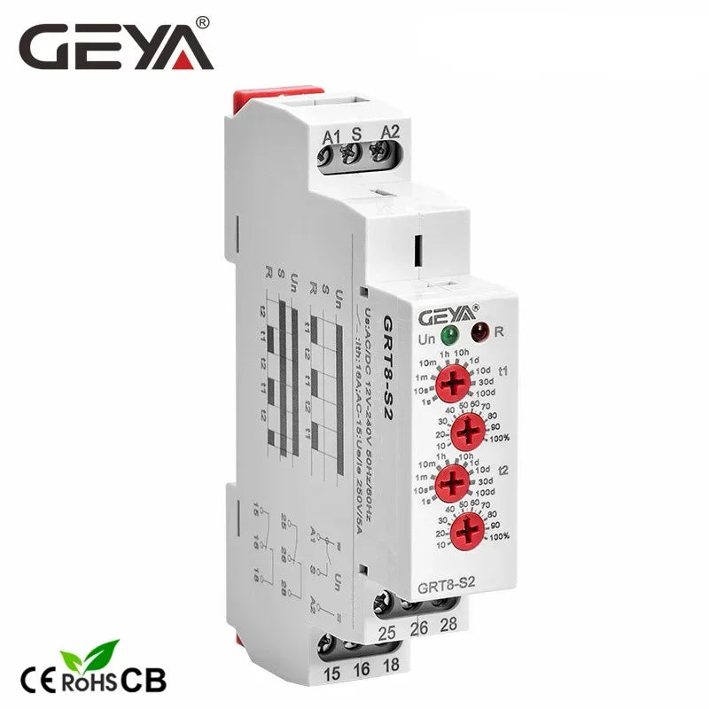 GEYA GRT8-S Asymmetric Cycle Timer Relay SPDT 220V 16A  AC/DC12V-240V Electronic Repeat Relay