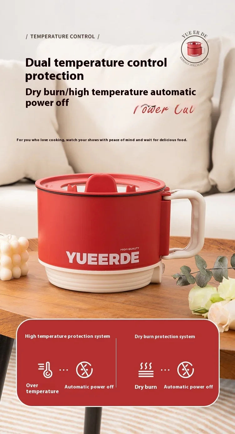 Portable Electric Heating Pot 1.5L Multi-purpose Cooker with Cover Automatic Temperature Control Fast Cooker for InstantNoodles
