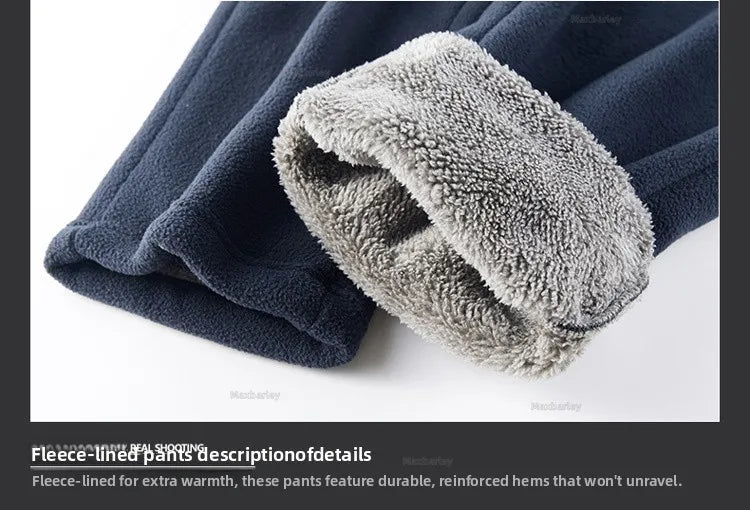 Maxbarley Winter Sportswear Set Mens Retro Training Thick Fleece Jacket + Pants Two Piece Set Casual Ski Running Tracksuit Suit