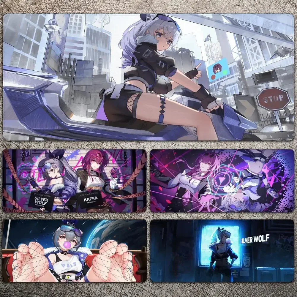 New Arrivals Silver Wolf Honkai Star Rail Mousepad Large Gaming Mouse Pad LockEdge Thickened Computer Keyboard Table Desk Mat