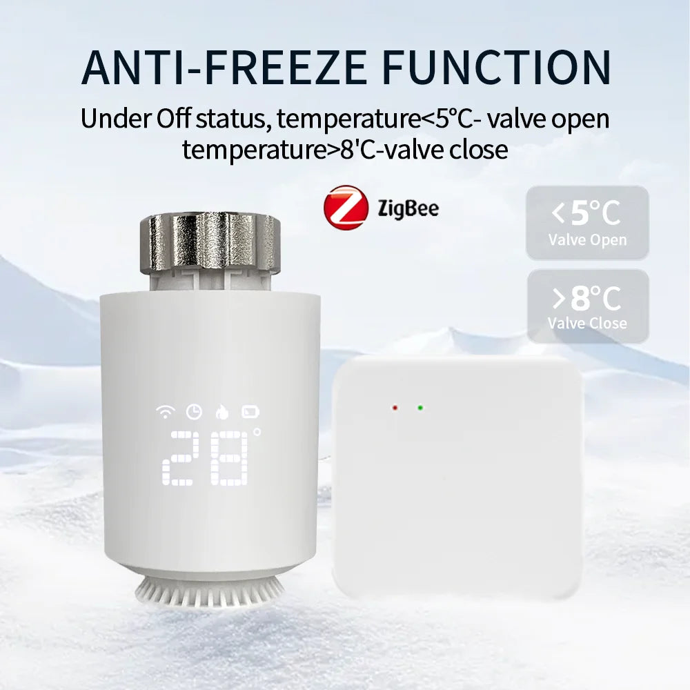 Tuya Zigbee 3.0 Thermostatic Valve Radiator Actuator Valve Zigbee Thermostatic Radiator Valve Head Temperature Controller Alexa