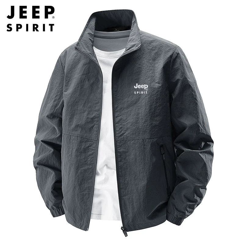 JEEP spirit men's jacket thin spring and autumn leisure stand collar outdoor fashion sports top