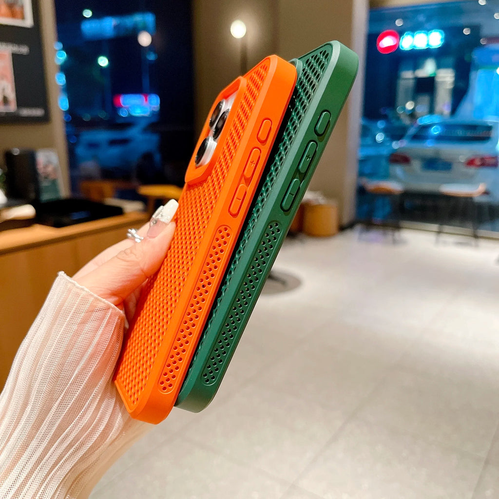 Magnetic For Magsafe Cooling Breathable Shell Case For iPhone 16 15 14 13 12 Pro Max Plus Shockproof Heat Dissipation Cover Case