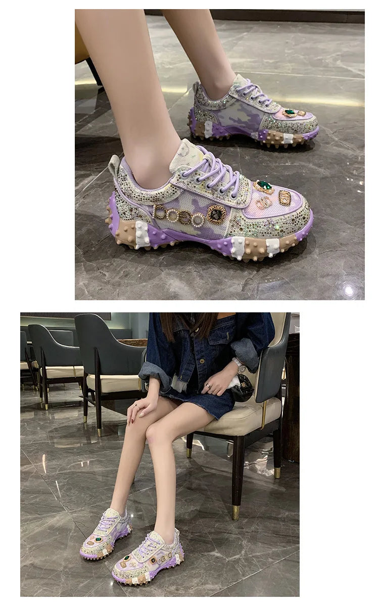 2025 Women Shoes New Rhinestone Women Sneakser Diamond Breathable Casual Designer Sneakers for Women Tenis Shose
