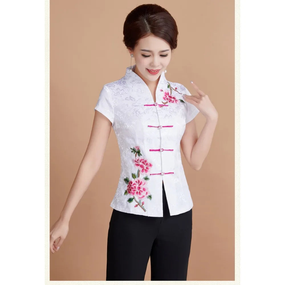 Traditional Chinese Clothing for Women Clothes Qipao Tops Cheongsam Hanfu Ethnic Style Vintage Casual Streetwear Summer