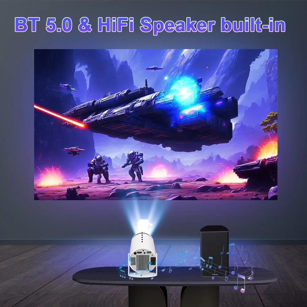 Transpeed Android 11 Wifi6 260ANSI Projector AllwinnerH713 1280*720P 4K180° flexible BT5.0 Home Cinema Outdoor portable Projetor