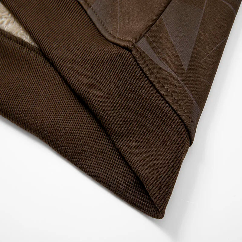 Autumn and Winter New Lamb Fleece Coat Men's Trendy  Print with Thick Fleece Hoodie Jacket Hoodie