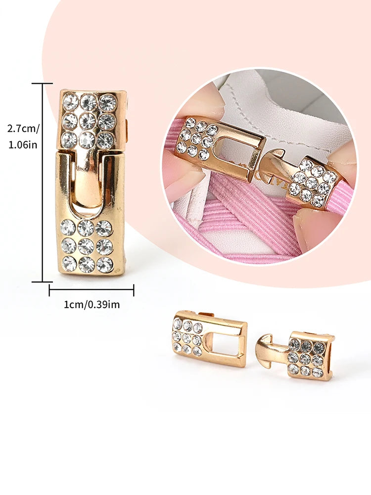 No Tie Shoe Laces Diamond Buckle Elastic Laces Shoelaces Sneaker Kids Adult Shoelace Suitable For Sports Casual Shoes Boots