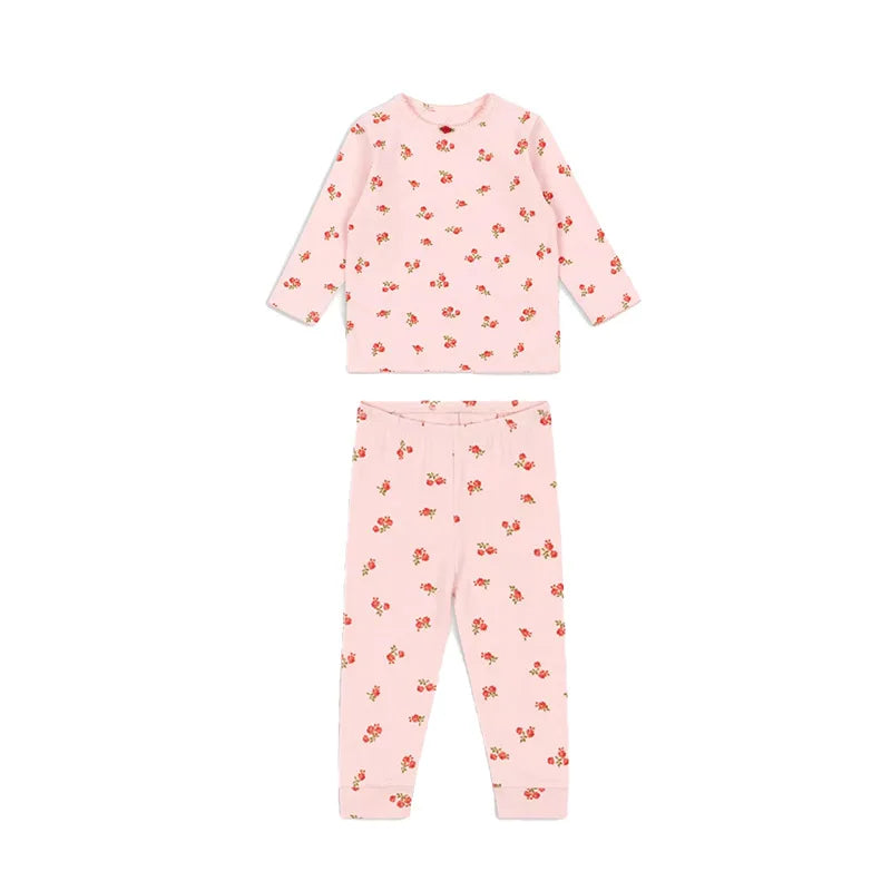 Children's Clothings 2025 New Autumn Winter Baby Girls Homewear Flower Cotton Printed Shirts Leggings Pants Set Korean Clothes