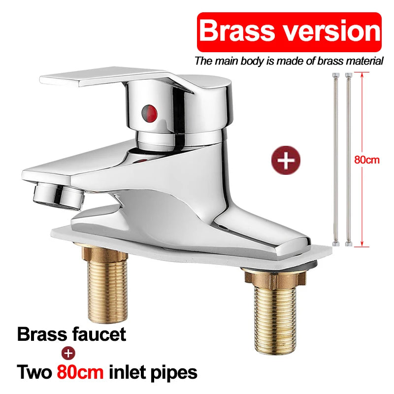 Household Bathroom Basin Faucet, with Dual Control for Hot and Cold Water, Made of High-quality Copper or Alloy Material