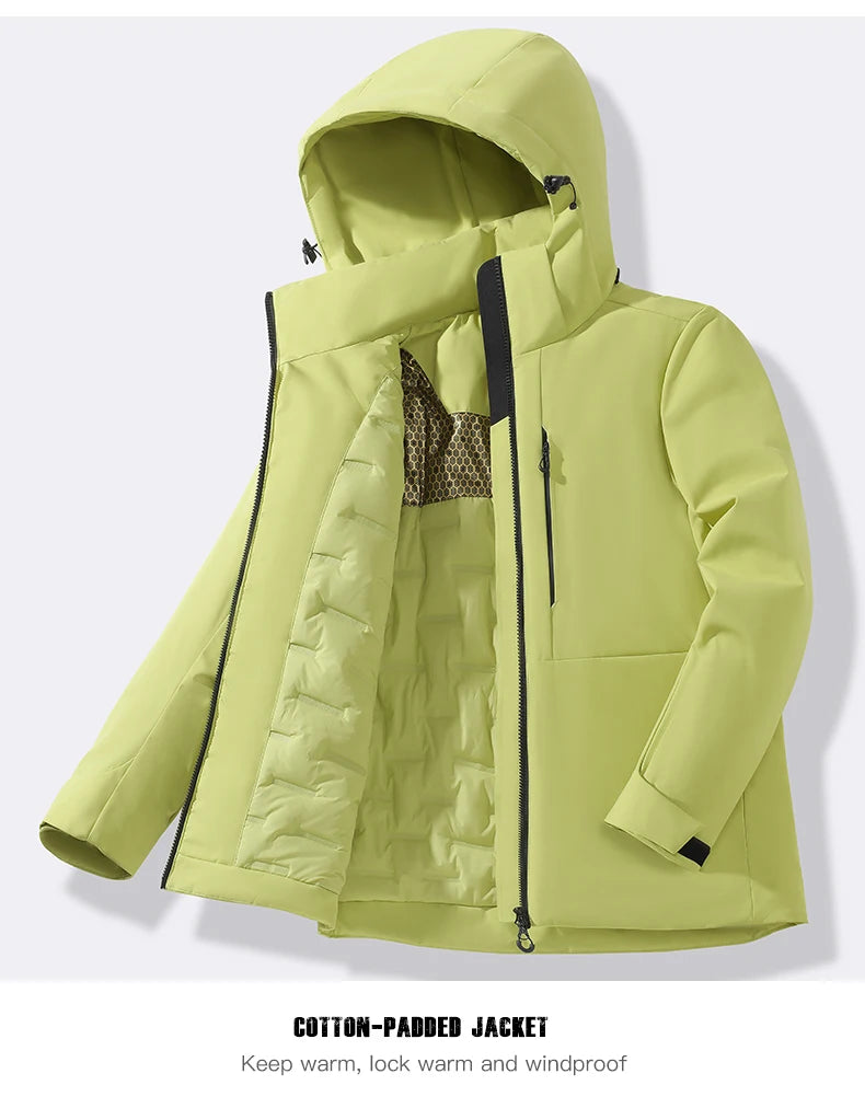 JNLN Unisex Waterproof Fleece Jackets Winter Windproof Thermal Windbreaker Men Women Hiking Camping Skiing Climbing Raincoat