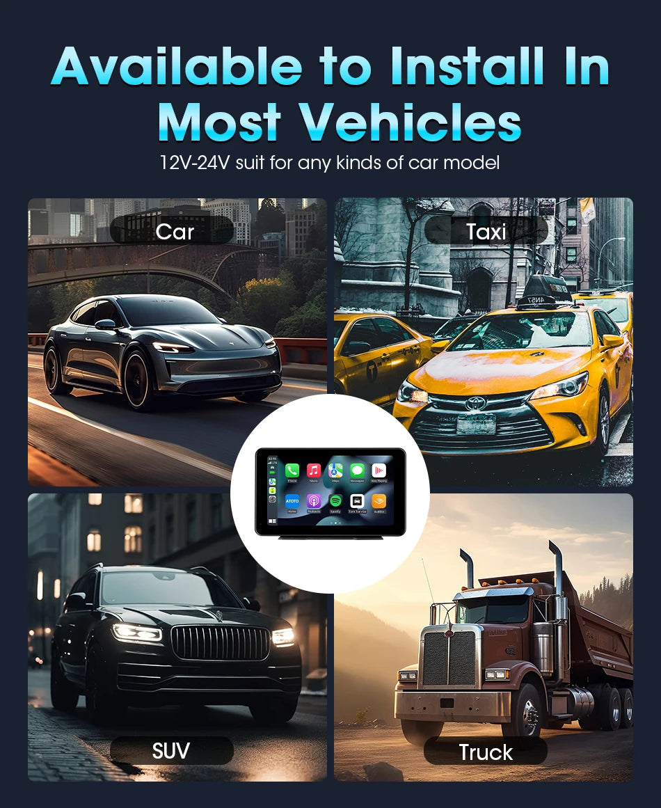 Vtopek 8.1 Inch 2.5K Dash Cam Wireless Carplay Android Auto Car DVR WiFi GPS Navigation Rearview Camera Dashboard Video Recorder