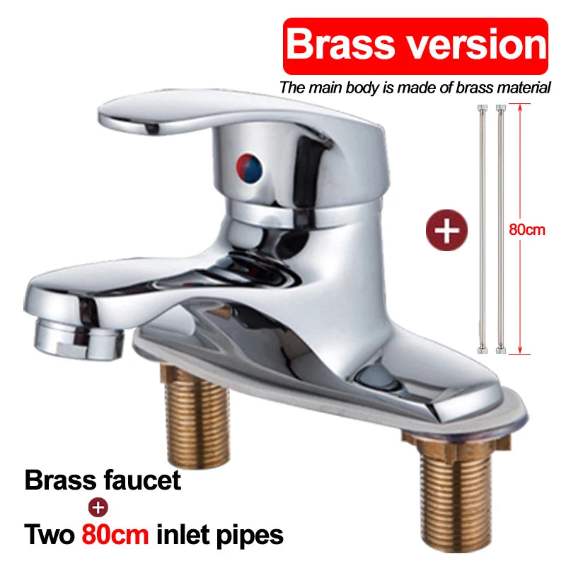 Household Bathroom Basin Faucet, with Dual Control for Hot and Cold Water, Made of High-quality Copper or Alloy Material
