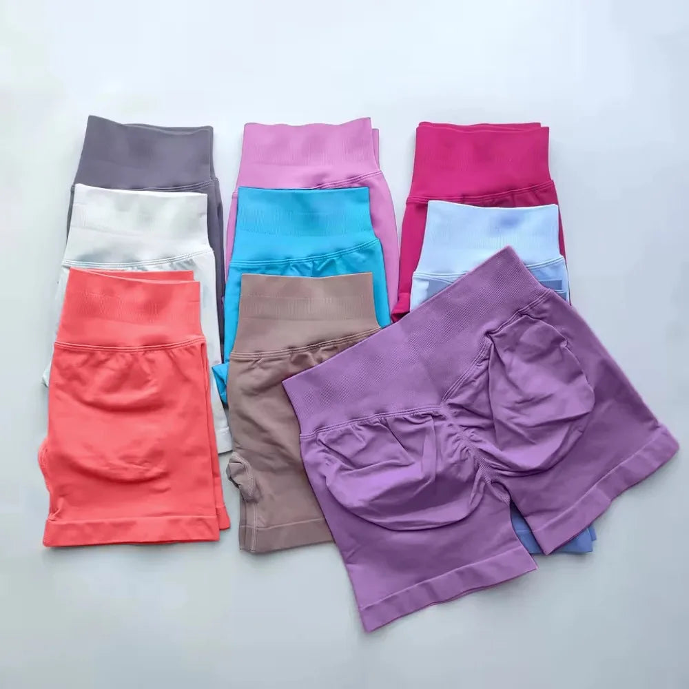 Gym Summer Women's Yoga Exercise Shorts Seamless High Waist Hip Tight Solid Color Shorts Yoga Exercise leggings