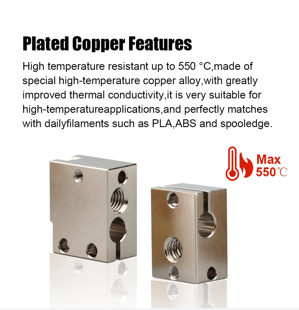 Trianglelab v6 Brass Heatblock For Hotend 3D Printer High Temperature Hardened Steel V6 Nozzles DDB  MATRIX EXTRUDER