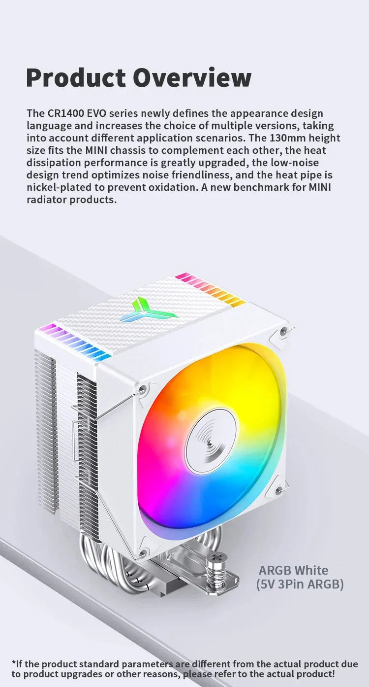 JONSBO-PWM Ventilador CPU, 4 Heat Pipe, CPU Cooler, Refrigerador de ar para Intel LGA1700, 1200, 115X, AMD, AM4, AM5,CR-1400 EVO