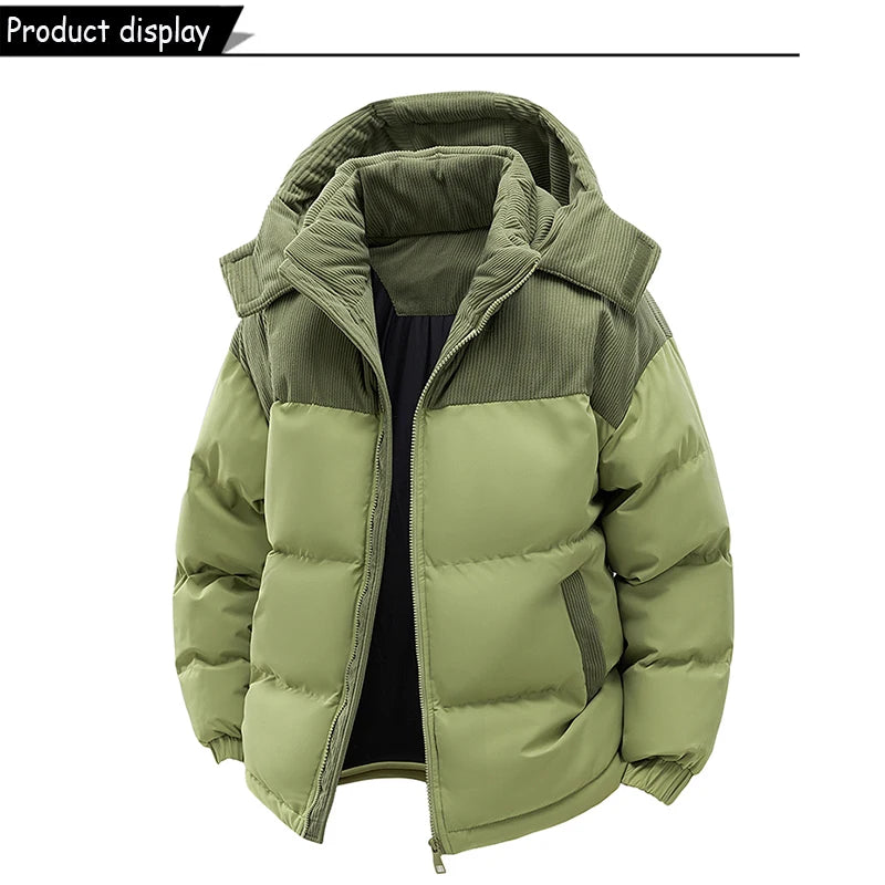 Autumn Winter Men Outdoor Removable Hooded Windbreak Jacket Coats Men Warm Outwear Casual Fashion Solid Parkas Jacket Male Tops