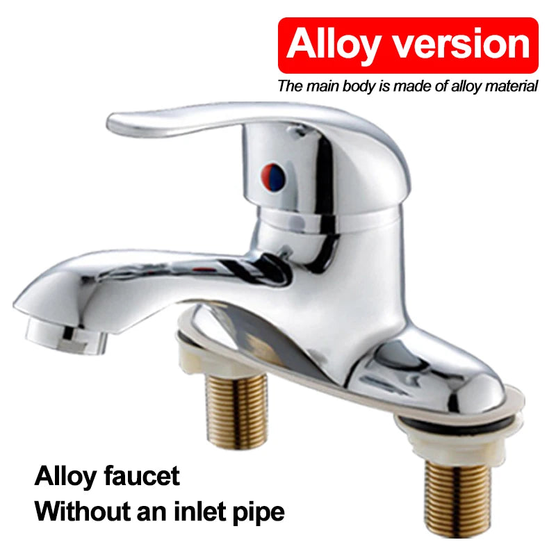 Household Bathroom Basin Faucet, with Dual Control for Hot and Cold Water, Made of High-quality Copper or Alloy Material